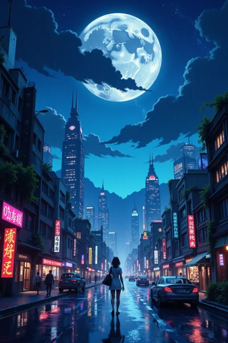 a lunar sci-fi futuristic city beautiful  anime landscape, rain and storm, woman, very intricate, very detailed, sharp, bright, colorful, <lora:Hand v2:0.5> <lora:Anti-Blur:1><lora:Insane Detail Slider:0.25>  <lora:flux.1_lora_flyway_Epic-detail_v2:0.3> <lora:fluxenhancer:0.25> <lora:ROWER:0.6> <lora:flux-charmer-v1-1:0.4>> <lora:anime_retro:1> anime_martz, anime_retro
