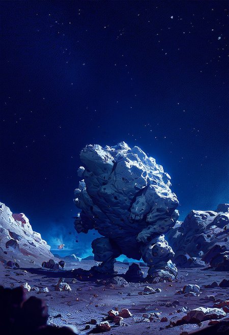 score_9,score_8_up,score_7_up, automaton:.7, 
giant rock golem, rough rocks, rough stone, unpolished, dirty, ancient, STANDING, OUTERSPACE, STARTS, ASTEROID ROCK, SPACE, NIGHT