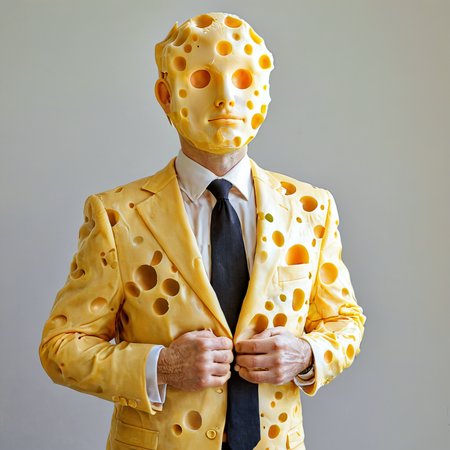 photo of a regular man, wearing a suit made of cheese
 <lora:Cheese_Style_v2:1>