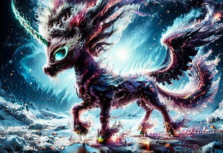 1c3_w1n73r, f1r3, <lora:Varos_-_Fire_Style:0.75> <lora:Varos_-_Ice_Style:0.75> <lora:Best_Of_Pony_v10_Intrica_PONY:0.8> best_of (score_9, score_8_up, score_7_up, score_6_up, score_5_up, score_4_up:1), majestic, (<lora:Midnight_sparkle_PDXL_PONY:0.8>  Midnight Sparkle_(mlp), Aqua blue fire around her eyes, Dark purple dilated eyes, Purple hair with Pink streak, glowing turquoise horn, Long tail made of fire and ice, winter:1.35), elaborate, (ultra realistic:1), (masterpiece, translucent:1.2), best quality, intricate, extremely detailed, detailed background, masterpiece, best quality, highly detailed, sharp focus, hyper-detailed, safe_pos