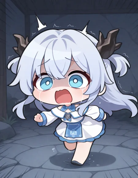 1girl, solo, longwu, longwu\(xinchun\), surprised, screaming, horrified, 
chibi, very awa, masterpiece, best quality, amazing quality, absurd res, hi res, highres, <lora:ER_SD:1> <lora:longwu:1>