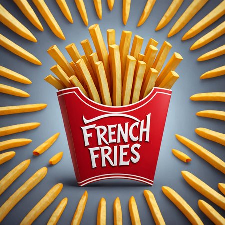 french fries logo, 3d <lora:Harrologos_V1.0:0.9>