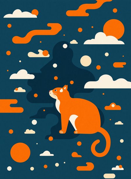 very simple flat vector graphic of an orange cat