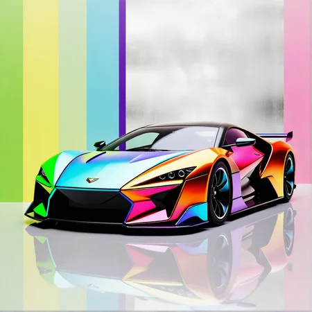 sci-fi, illustration,  <lora:EnvyKyotopunkXL01:0.5>, kyotopunk:0.3 <lora:EnvyShadowMinimalismXL01:0.25> (shadow minimalism:0.2), sharp lines, different colors, <lora:welcoming_ntc:--1.25>, stunning car-sized front, in spring, Aluminum background, Lavish, (rainbow color palette:0.1)