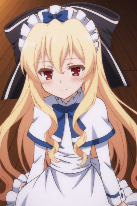 score_9, score_8_up, score_7_up, source anime, prefect lighting, very aesthetic, BREAK, anime coloring, anime screencap,
 <lora:leticia_draculair_v1-pdv6:1>, 1girl, leticia draculair, mondaiji-tachi ga isekai kara kuru sou desu yo?, red eyes, blonde hair, hair bow, long hair, 
letimaid, maid, maid headdress, bow, ribbon, capelet, apron, white pantyhose, wings,
BREAK, looking at viewer, light smile, blush, 
BREAK,