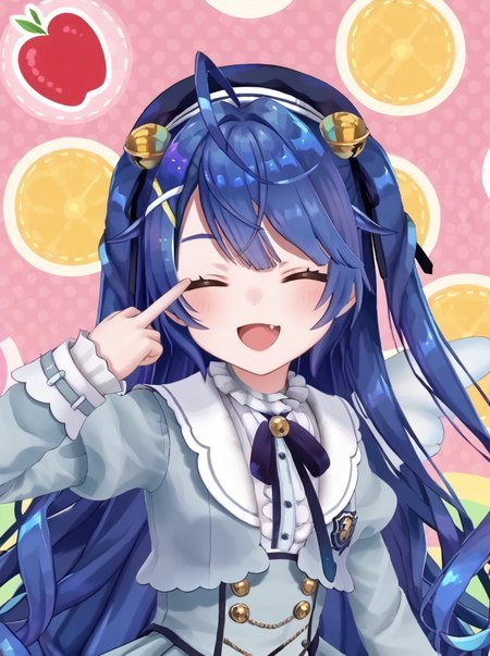detailed background, shiny skin, rating safe, 
<lora:amamya.pony:1>  
amamya, happy, skin fang, middle finger, closed eyes,