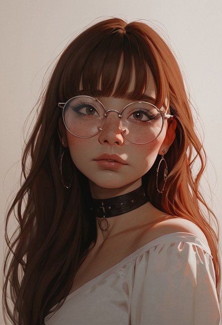 score_9, score_8_up, score_8_up, 1 Asian girl, 1 girl, brown hair, ((long hair)), ((bangs)), straight hair, choker, portrait, nervous, looking up at viewer, blushing, happy to see viewer, POV,  lesning in to kiss viewer, round aesthetic glasses, ((studious, nerdy outfit)), average tits, teardrop shaped tits, fit body, thin waists, beautiful, day lighting, negative_hand, g0thicPXL, GTA