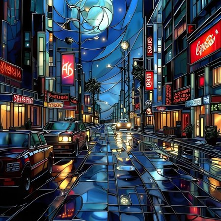 cyberpunk city by night