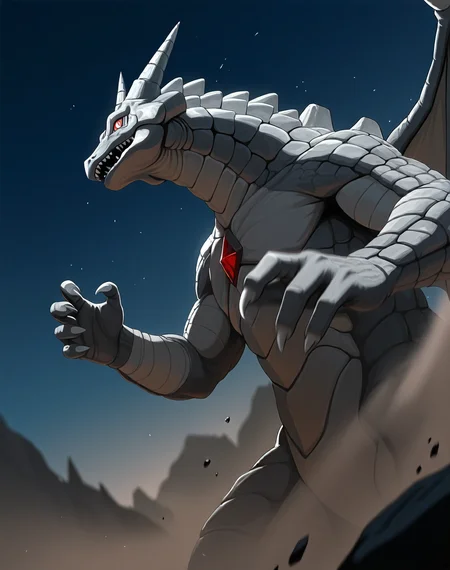 perfect depth of field shot, masterpiece, beautiful, sharp focus, crisp details,
<lora:Stone_Dragon_(Monster_Rancher)_(Illustrious)_(AD):1> Stone Dragon, Monster Rancher, dragon, 
exterior,
dynamic action, dutch angle, side view, cowboy shot, action, punch,
male focus, solo, 
EZRealPONYXL, zPDXL, Smooth Quality, lazynsfw,