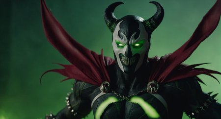 cinematic film still of (Cinematic Film stock footage style) in (arri alexa style) (Kodak film print style),
 <lora:Spawn:1>
Spawn a demonic creature with a demon like face and a demon like body and a living symbiotic costume and glowing green eyes, shallow depth of field, vignette, highly detailed, high budget, bokeh, cinemascope, moody, epic, gorgeous, film grain, grainy
