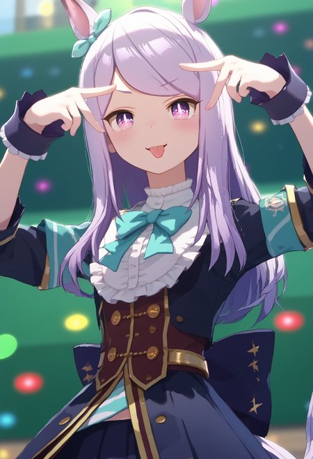 1girl, solo,  <lora:mcqueen.pony:1> mcqueen, <lora:pose_aihoshinopose_ponyXL:1> aihoshinopose, double v, tongue out,score_9,score_8_up,score_7_up, masterpiece, best quality,