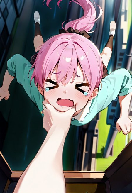 masterpiece,best quality,amazing quality,very aesthetic,absurdres,newest, huge filesize,
BREAK 
1girl,
cartoon crying, >_<, waving mouth,
BREAK 
SOSCLB,climbing,
floating hair,scenery,wind,
pov hands, grabbing, grabbing another's cheek,
depth of field,close up,
(from high above:1.5),
looking at viewer,pov