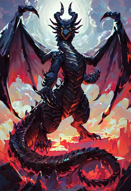 (score_9_up), score_8_up, score_7_up, oil painting, antique painting, (female dragon:1.5), ((necrotic dragon)), menancing look, (frightening gaze:1.3), bulky body, (black skin:1.5), scalie skin, (big dragon wings), piercing yellow eyes, black sclera, sharp eyes, sharp black claws, ominous presence, inside huge castle, looking directly at viewer, (malicious grim), ((dark mystical ambience)), scary, ominous, towering over viewer, night time