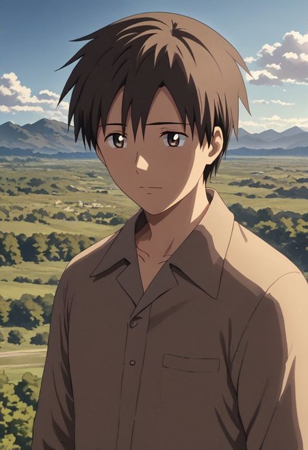 high resolution, solo, best quality, 1Boy, Takaki Toono, Brownish Hair, Brown Eyes, free fall, sky , OverallDetail