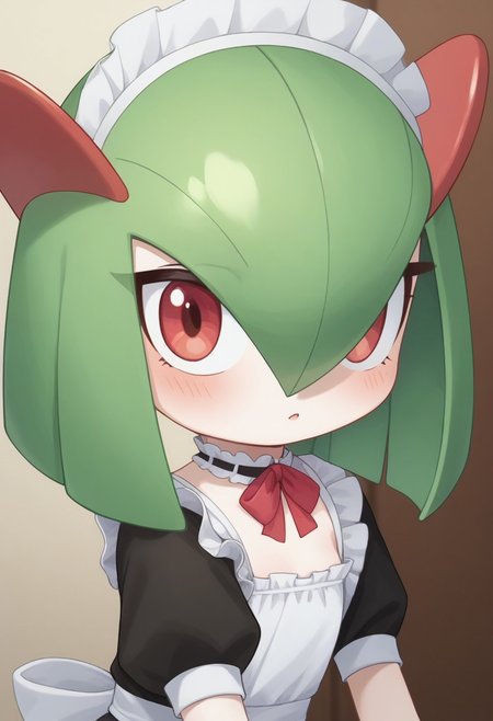 best quality, masterpiece, 
1girl, kirlia, pokemon, 
cute, thicc, maid outfit, 
Expressiveh,