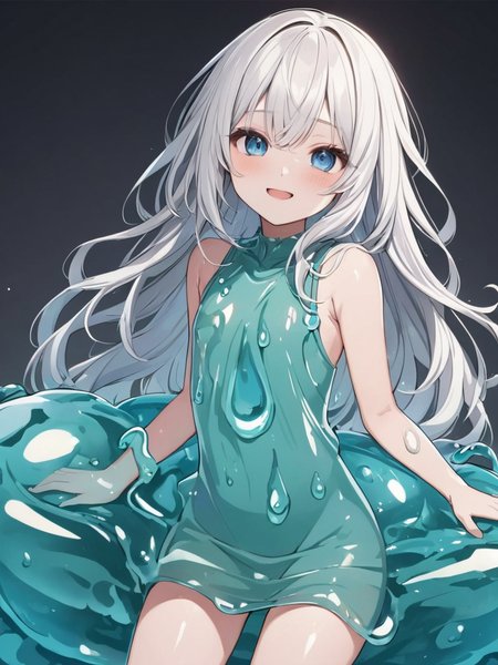 masterpiece,ultra-detailed,best quality,8K,illustration,cute face,clean skin ,shiny hair,girl,ultra-detailed-eyes,simple background, <lora:add-detail-xl:1>  <lora:slime sex_XL_V1.0:1> slime sex, slime