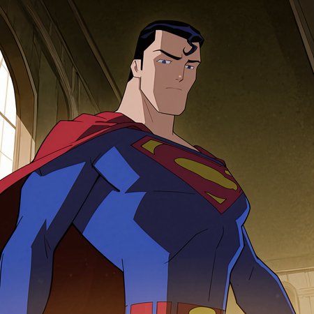 <lora:SUPERMAN_2004:1.5>
superman2004, solo, short hair, blue eyes, black hair, 1boy, closed mouth, upper body, male focus, indoors, cape, black eyes, muscular, bodysuit, looking down, muscular male, from below, clenched hand, red cape, superhero, blue bodysuit, looking at viewer, long sleeves, hand up, serious
, motion blur, film grain, abstract, natural lighting, fantasy, cinematic, dynamic view, tilted angle, very awa, masterpiece, best quality, absurdres, newest, perfect quality, detailed background, intricate details, (artist:fl \(l-fl\):0.7), (artist:tooboshoo:0.7), (artist:dizdoodz:0.8)