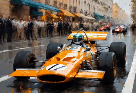 (masterpiece, best quality), ultradetailed, F1 race on the streets of St. Petersburg, digital art by jeremy mann, henry asencio mclaren