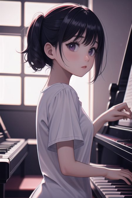 1girl, playing piano <lora:LCM_LoRA_Weights_SD15:1>