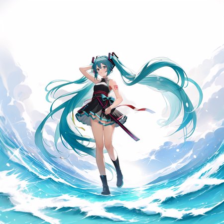 masterpiece, high quality, best quality, absurdres,arknights-style ,1 girl ,full body, hatsune miku, 
 <lora:arknights-style-000008:0.8>
