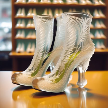 Fine-Cut Glass shoes in a shop