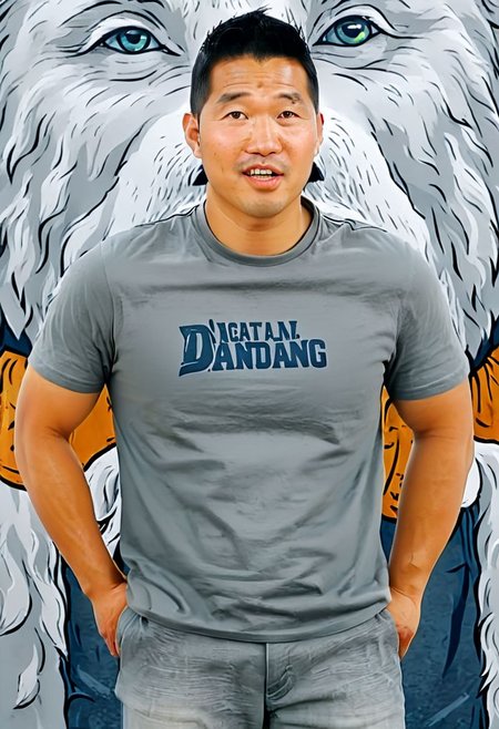 (((htkangface))), daddy,  natural face expression, (((detailed HtKangface))), fixed htKangface Photorealistic, realistic, masterpiece, intricate details, detailed background, depth of field, photo of a handsome, dynamic pose, natural face expression, (((looking at viewer))), high detail, high quality, male focus,  ((T shirt)), ((pants)), ((confident))