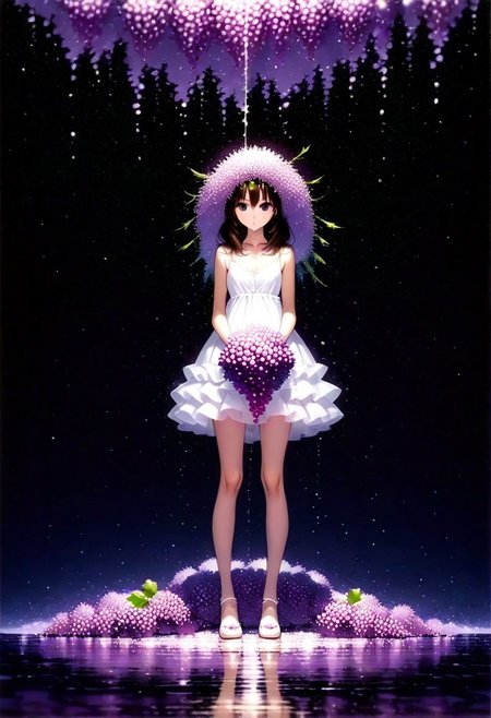 Masterpiece, best quality, 1girl, made from grapes