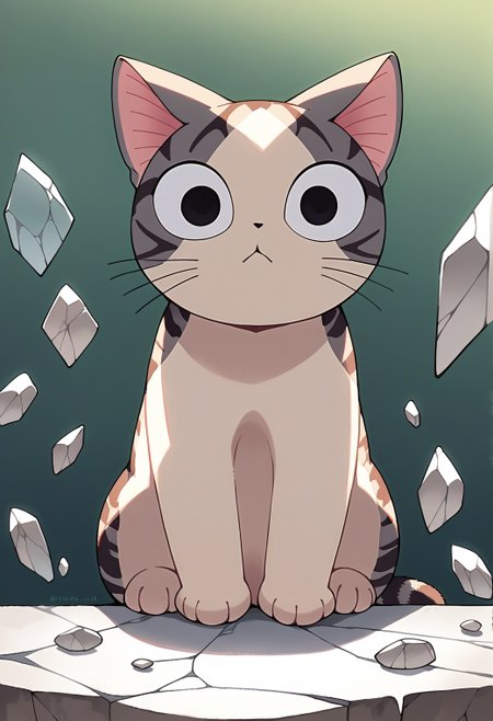 score_9, score_8_up,score_7_up, source_ anime,  
<lora:ChamChiYamadaPonyXL:1>,ChiYamada, cat, black eyes, broken glass, sitting, closed mouth,