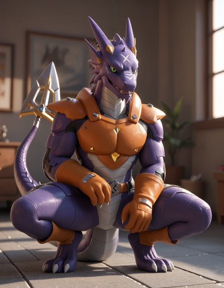 score_9, score_8_up, score_7_up, BREAK (anthro, furry:1.1), depth of field, cinematic lighting, masterpiece, detailed hands, detailed face, best quality, ultra realistic, 4k, 2k, film photography, RAW photo, photorealistic, analog style, subsurface scattering, photorealism, embedding:unaestheticXL_bp5, embedding:zPDXL,(best quality, high quality, 8K:1.5), <lora:add-detail-xl:2.5>, <lora:fix_hands.safetensors:2.0>, <lora:2.5DRealisticV2.safetensors:0.2>, <lora:sinfully_stylish_SDXL.safetensors:0.6>,  <lora:AdvancedEnhancerXLv2.safetensors:1.0>, (hi res), ((masterpiece)), ((best quality)), illustration, anthro, furry, <lora:Arresterdramon (Digimon).safetensors:0.8>, arresterdramon, digimon (species), dragon, scalie, wings, tail, yellow gloves, green eyes, purple body (close-up, squatting , embarrassed:1.15), solo