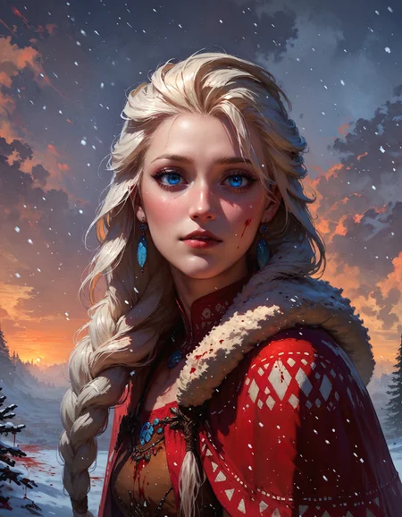 score_9, score_8_up, score_7_up,  (1girl:1.2), (eskimo), portrait, tribal, snowing, warm clothes, in a field, desolate, woman, erotic, seductive, snow, fur-trimmed clothes, blonde hair, long hair, (blood:1.2), Elsa,  <lora:pony/twilight_style:0.8> concept art, realistic, <lora:pony/expressiveh:0.8> expressiveh