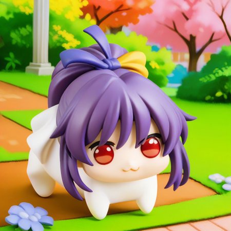 score_9, score_8_up, score_7_up, best quality, source_anime,  1girl, solo, takabe,red eyes, purple hair,doro, creature, :3, chibi, no humans,white skin,four legs,all four, solid circle eyes, no pupils,park,simple background