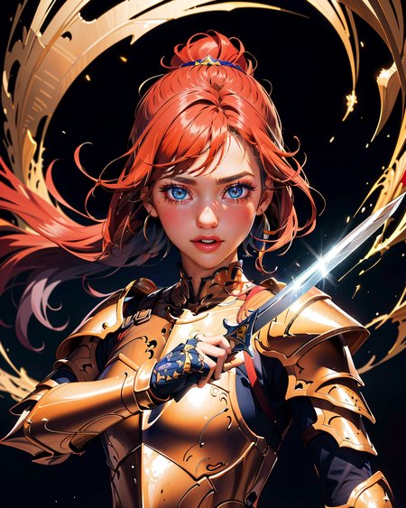 an illustration of a female paladin adorned in holy armor, wielding a sacred sword, furrowed brow, 
masterpiece, best quality, intricate detail, high background detail, high contrast,   <lora:emotion_angry_slider_v1:0.5>