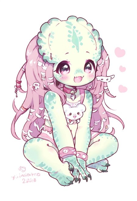 score_9, score_8_up, cute yautja, predator alien, digital art, highly detailed, zPDXL
