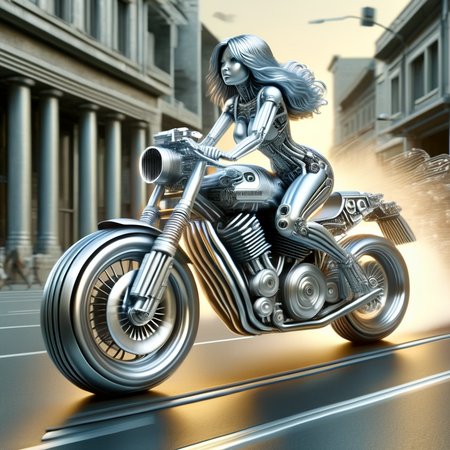 engitex a girl on a motorbike rides through the city streets<lora:engitex:1>