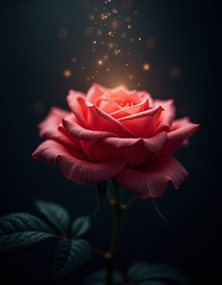 Macro Photography,photorealistic, a rose, shining starlight, Simple background, Dark background, Extreme Detail, UHD,8K, Studio Lighting, Professional Photography, fine art,