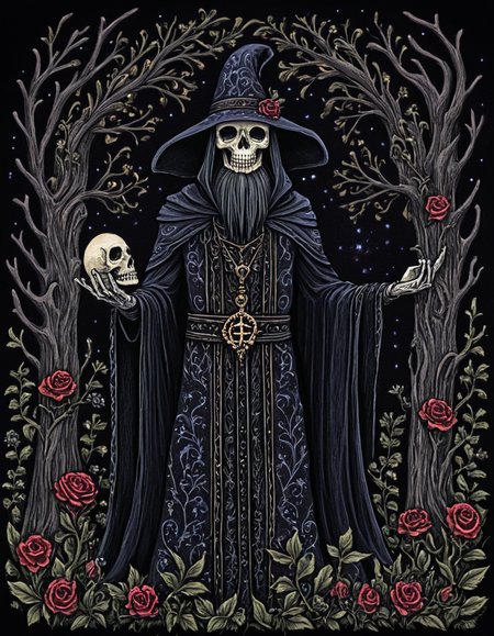 novuschroma81 style necromancer folk art <lora:novuschroma81 style:1>