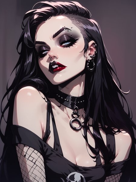 score_9, score_8_up, score_7_up, score_6_up, 1girl, long hair,  <lora:g4n1m3XLP:1> g4n1m3, goth, red lipstick,