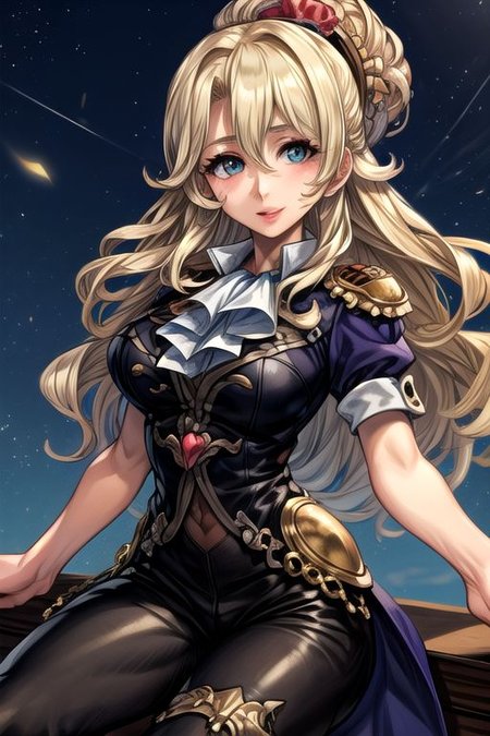 masterpiece, Lily Kokoschka , best quality, best quality, ultra-detailed, highres,sharp focus,(ultra detailed,extremely detailed), 1girl,(masterpiece, best quality), LilyKOKOSCHKA, 1girl, solo, long hair, blonde hair, hair between eyes, uniform, ascot, wavy hair, eyes visible through hair, white ascot, riding pants, hungry clicker,