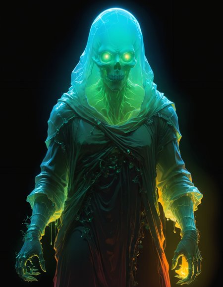 by Wayne Barlowe , by Claire Hummel , by Andrew Ferez , a luminous transparent ghostlike entity , in the (style of  Character Design Sheet:1.6), Retro game art, 16-bit, vibrant colors, pixelated, nostalgic, charming, fun,,  limited dark palette, unusual colors, atmospheric haze, highly dramatic volumetric lighting
<lora:xl_more_art-full_v1:0.5> <lora:- SDXL - vanta-black_contrast_V3.0:0.4> <lora:SDXL_black_and_color_Sa_May:0.5> dark, black and color <lora:sss:0.7> sss