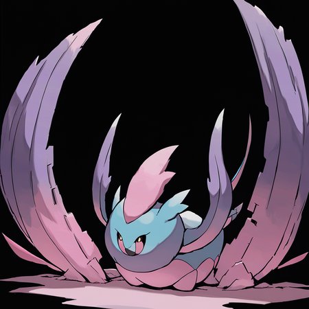 <lora:pokemon_pony_xl:1>, watercolor creature art like pokemon, Type: Psychic, Type: Ground, Egg Group: Ditto, is a pokemon creature that It rests beneath the ancient trees, a guardian of the forest and all the Harp seal pup that dwell within its shelter,It has a Purple tuft at the end of its tail that it uses to spread its scent and mark its territory.,It is a guardian of the threshold, a watcher of the gates that stand between the worlds, holding back the darkness with a Pink light,The creature's roar can shake the ground, a Cyan soundwave that resonates through the forest,The creature's claws retract with a Blue click a warning sound before it unleashes its Psychic fury score_9, score_8_up, score_7_up, score_6_up, score_5_up, score_4_up.  Simple black background, (Masterpiece:1.3) (best quality:1.2) (high quality:1.1)