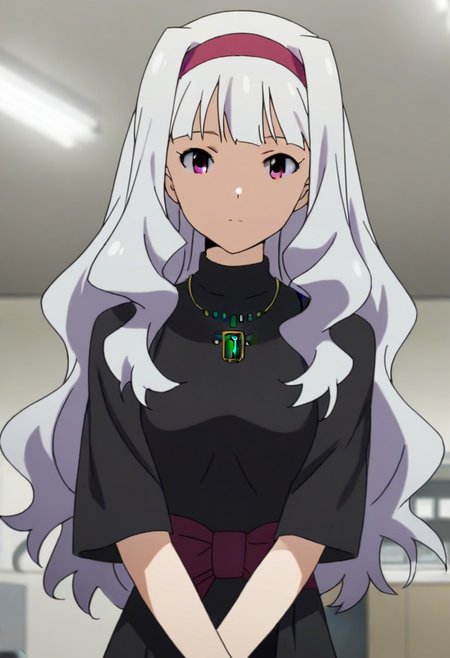 source_anime, uncensored, nsfw, <lora:Takane_Shijou_The_iDOLMSTER_2011_anime_art_style:.8>1girl, solo, grey hair, long hair, purple eyes, breasts, Takane black dress with green brooch outfit , purple hairband, jewelry, necklace, pendant, dress,