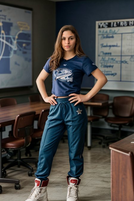 <lora:LCM_LoRA_Weights_SD15:1>,<lora:detail_slider_v4:1.2>,(stylish hockey player) 28year old adult (2Girls:1.3),, Medium build, extra long brown hair, american, caramel  skin, wearing a navy blue team uniform top, hockey helmet, hockey pants, ice skates,  shoulder pads,puck, set in Team Meeting Room, large table with chairs around, a projector for reviewing game footage, whiteboard for strategy sessions, team logo on the wall , at sunset,(full body:1.3),(full shot:1.3),(wide shot:1.3),(full body portrait:1.3),from below:1.1,night photography, nocturnal beauty, city lights, starry skies, celestial wonders, moonlit landscapes, urban glow, capturing the essence of darkness, ethereal atmosphere, dramatic shadows, magical ambiance, long exposure techniques, expert use of light sources,
