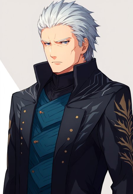 score_9, score_7_up, source_anime, zeroazureportraits, simple background, white background, upper body, solo, male focus, 1boy, dmc5vergil, expressionless, looking at viewer, standing, black coat <lora:zs_ZeroAzurePortraitsXL:1> <lora:dmc5_vergil_ponyXL:1>