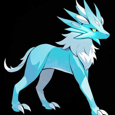 <lora:pokemon_pony_xl:1>, watercolor creature art like pokemon, Type: Psychic, Type: Steel, Egg Group: Field, is a pokemon creature that The creature's eyes can project a White beam, used for communication over long distances or to startle predators.,The monster's growl reverberates through the ground, sending vibrations that can be felt from afar,The animal's fur can stand on end and emit a Black light providing illumination in the darkest environments,The animal's mane flows as if underwater even in the absence of wind a mesmerizing Copper spectacle,The creature's bark peels off in Turquoise strips revealing a new layer that glows under the moonlight score_9, score_8_up, score_7_up, score_6_up, score_5_up, score_4_up.  Simple black background, (Masterpiece:1.3) (best quality:1.2) (high quality:1.1)