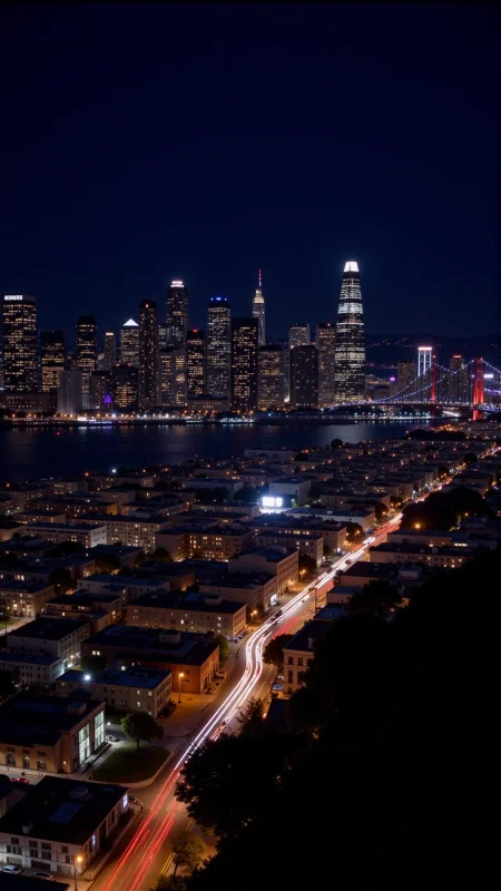 photo, photography, Fujifilm XT-4 Viltrox, San Francisco, California landscape, bright luminous night, very intricate, very detailed, realistic. sharp, bright, colorful, film grain, high contrast, <lora:Anti-Blur:1><lora:Insane Detail Slider:0.25>  <lora:flux.1_lora_flyway_Epic-detail_v2:0.3> <lora:fluxenhancer:0.25>