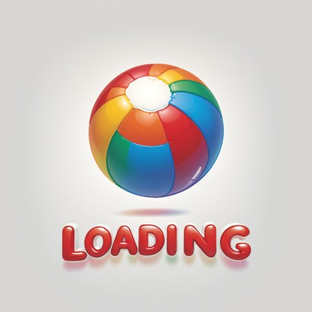<lora:Web_Cartoon:0.8> cute, "Loading ..." text logo, a laptop screen shows a spinning rainbow beachball, 3d red text, outline, professional graphics, vector art, simple background <lora:dvr-ftl:0.8>