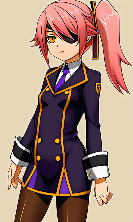 anime artwork illustrating Konoe_Ayatsuki_Mercury \(XB\), 1girl, solo, yellow eyes, long hair, skirt, simple background, breasts, small breasts, pink hair, pantyhose, uniform\(XB\), side ponytail,eyepatch. created by japanese anime studio. highly emotional. best quality, high resolution, Konoe_Ayatsuki_Mercury \(XB\), 1girl, solo, yellow eyes, long hair, skirt, simple background, breasts, small breasts, pink hair, pantyhose, uniform\(XB\), side ponytail,eyepatch, highly detailed, sublime, dramatic light, sharp focus, refined, extremely coherent, cinematic