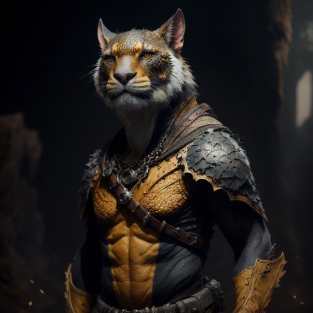 a fantz creature|(tiger:0.4) portrait with a scfi costume, dynamic composition, cinematic lighting, warm and vibrant colors, art by Sam Weber and Michael C Hayes, 8k, trending on artstation, hyper detailed, cinematic, <lora:Creature_Design2_V1:1>