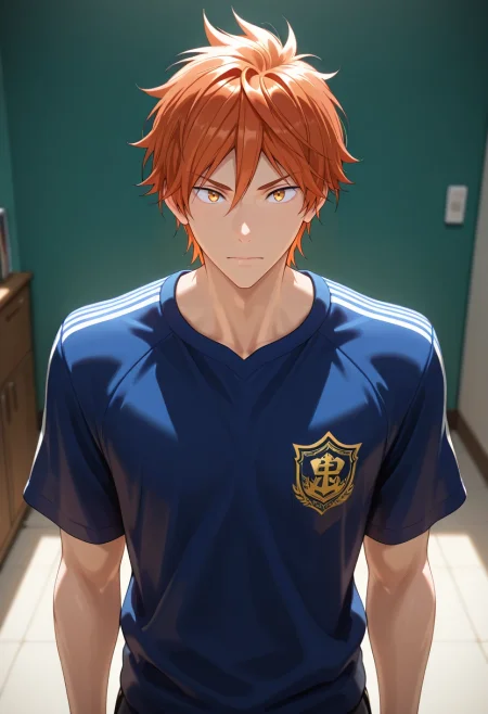 masterpiece, best quality, , (3d:0.4), , 1boy, solo, male focus, <lora:momotarou_mikoshiba_ilxl:0.94>, momotarou_mikoshiba, orange hair, yellow eyes, ,