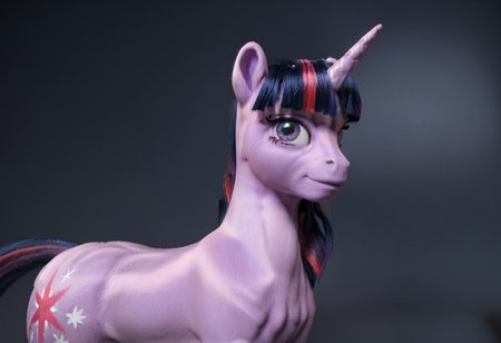 score_9, score_8_up, score_7_up, score_6_up, score_5_up, score_4_up, Realistic, solo, slender, slim, twilight sparkle, no humans, horn, unicorn, horse, pony, female, mare, unicorn, calm, unkempt mane, rear view, looking back, looking over shoulder, smirk, (fur:0.9), big eyes, realistic, photo, detailed, beautiful, small eyes, realistic eyes, c1op1c1an, face focus